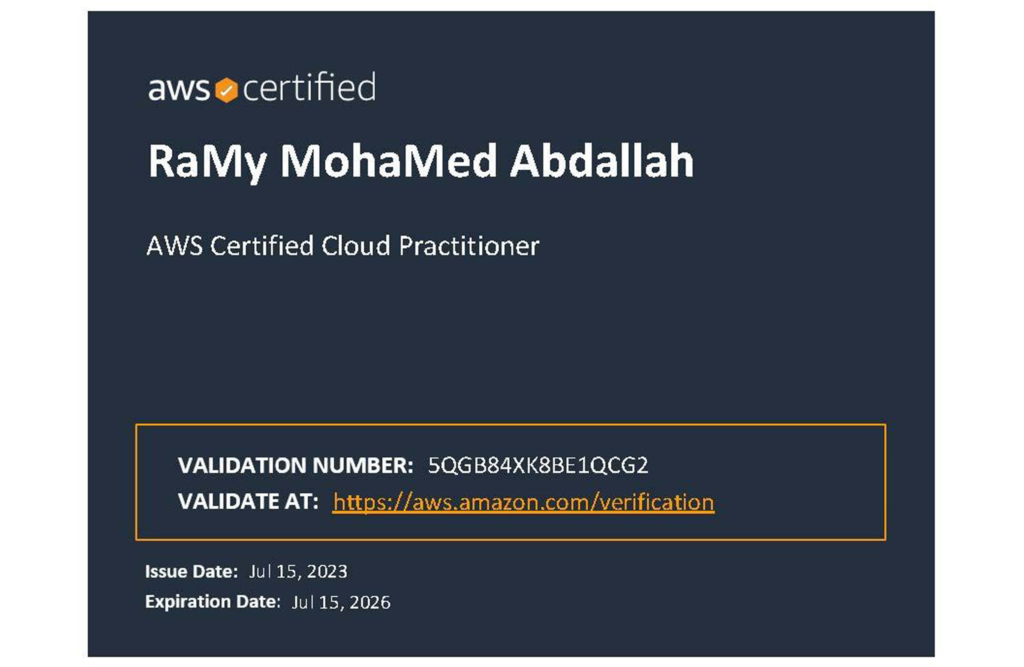 Amazon AWS Certified Cloud Practitioner - Eng ramy abdallah