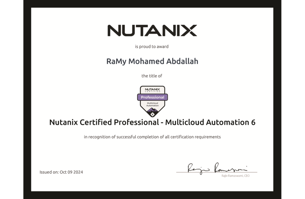 Nutanix Certified Professional - Multicloud Automation - ENG Ramyabdallah